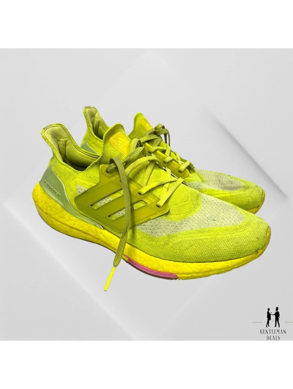 Mens ADIDAS UltraBoost 21’ Solar Yellow Athletic Shoes / Size 11 US 10 UK DIRTY